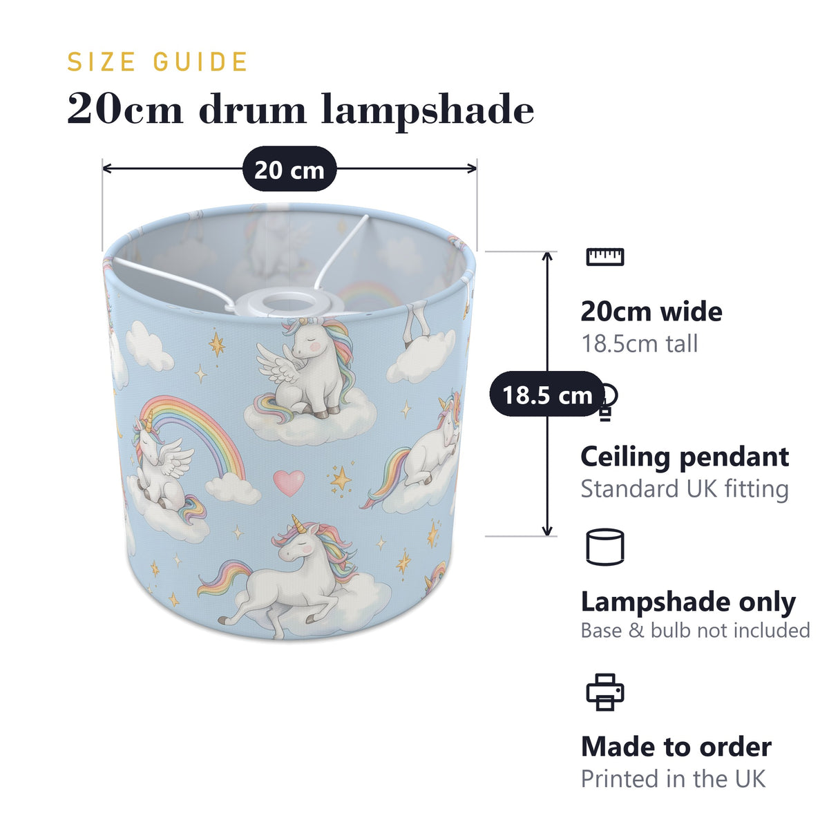 Sky Unicorn Dreams lampshade - 20cm x 18.5cm Ceiling - photo 7