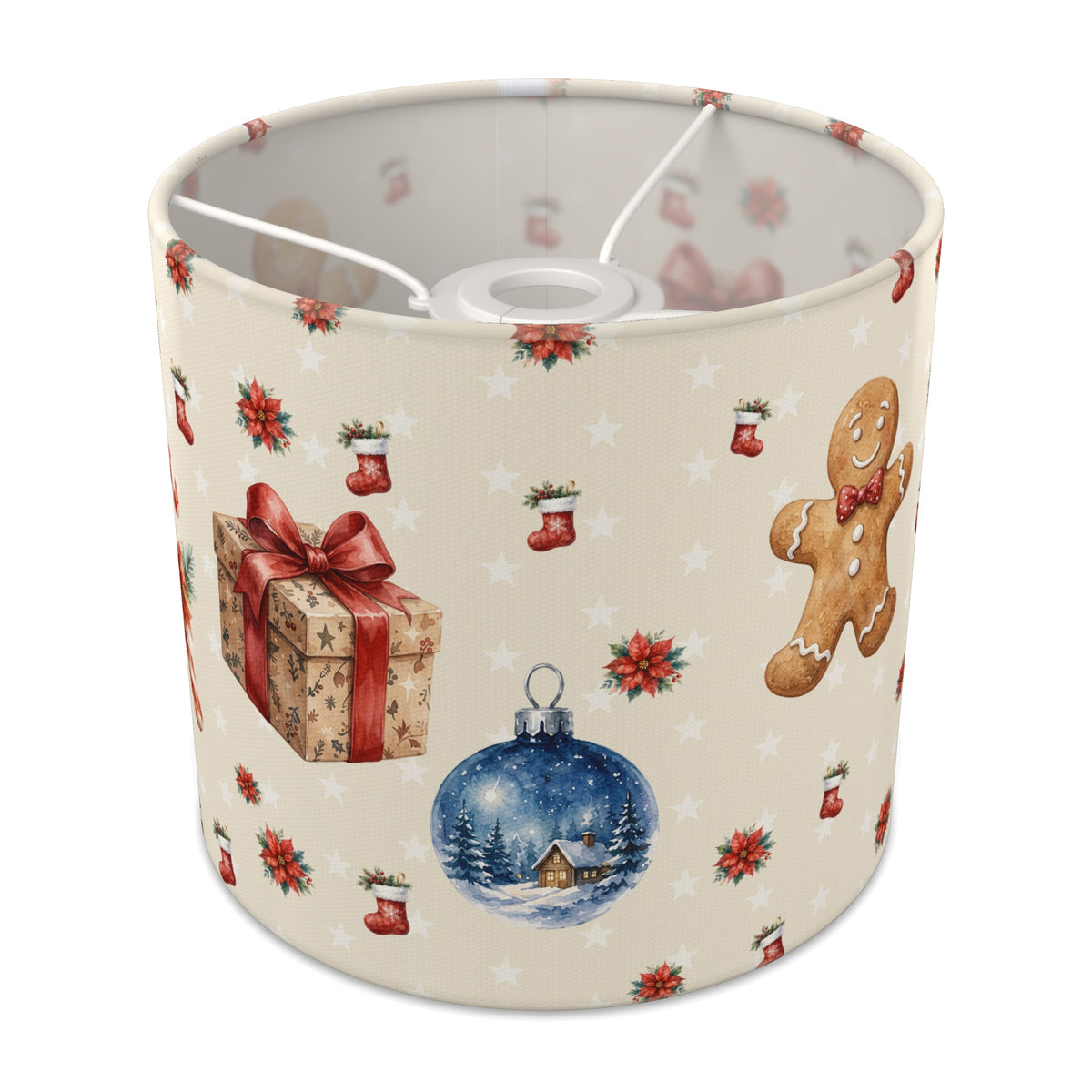 Cream Watercolor Christmas lampshade - 20cm x 18.5cm Ceiling - main photo