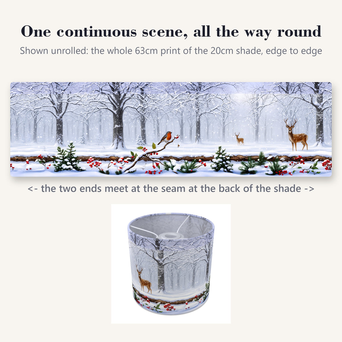 Woodland Walk wraparound lampshade - Winter Woods