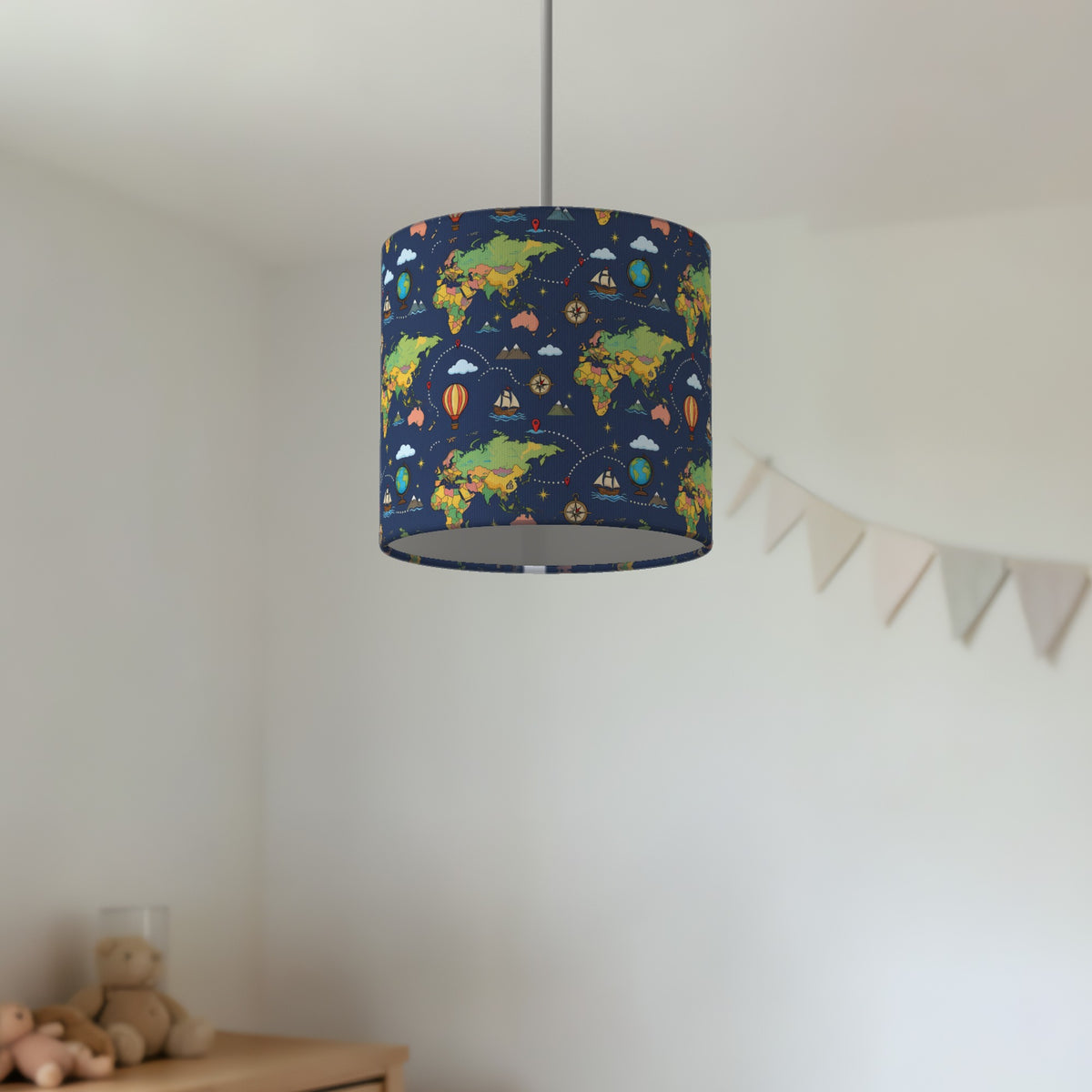 Navy World Explorer lampshade - 20cm x 18.5cm Ceiling - photo 2