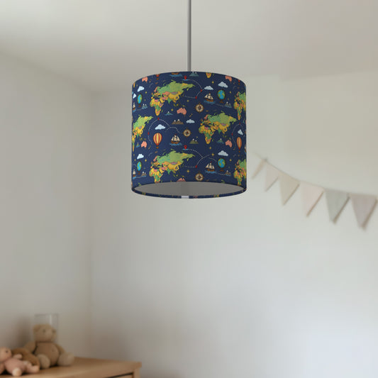Navy World Explorer lampshade - 20cm x 18.5cm Ceiling - photo 2