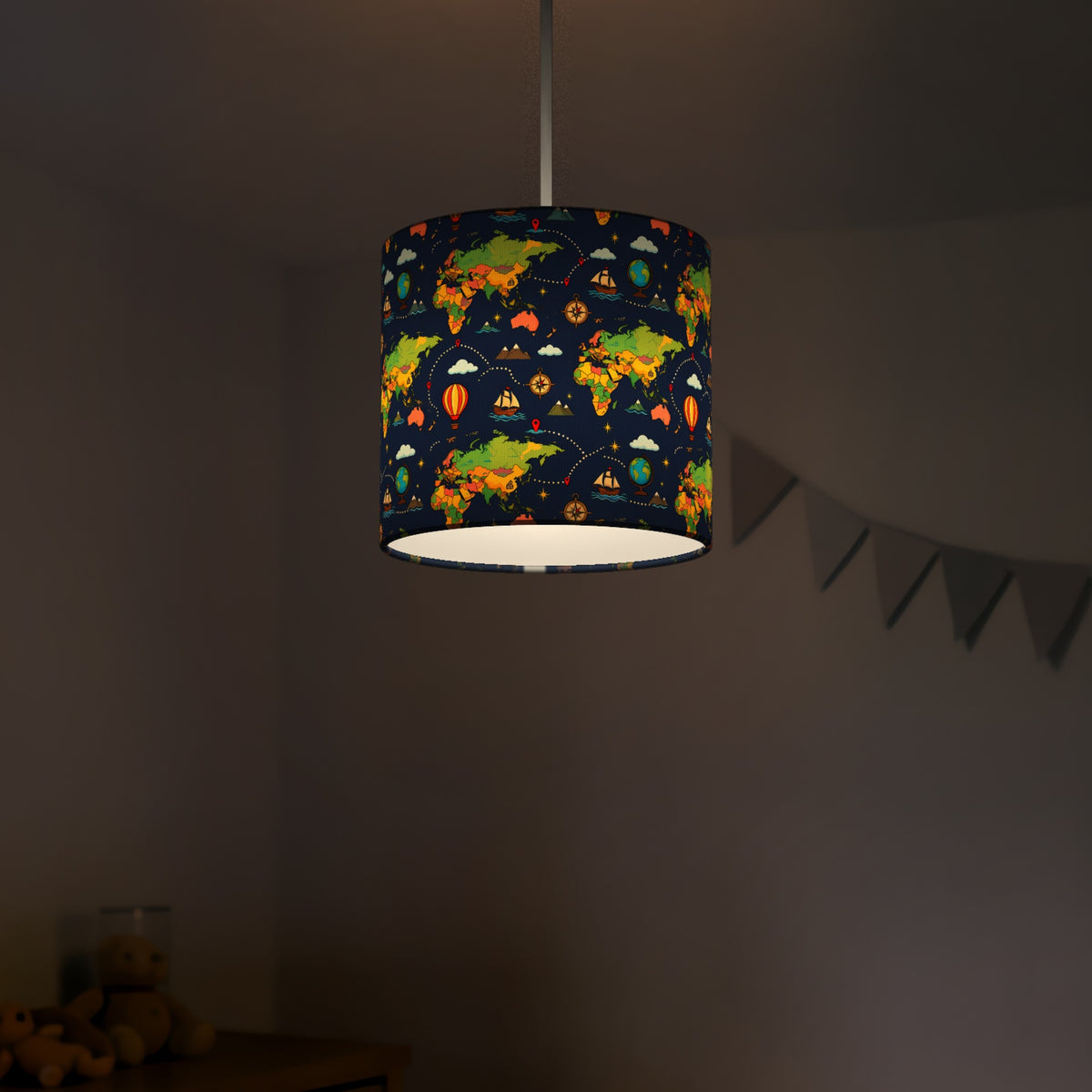 Navy World Explorer lampshade - 20cm x 18.5cm Ceiling - photo 5