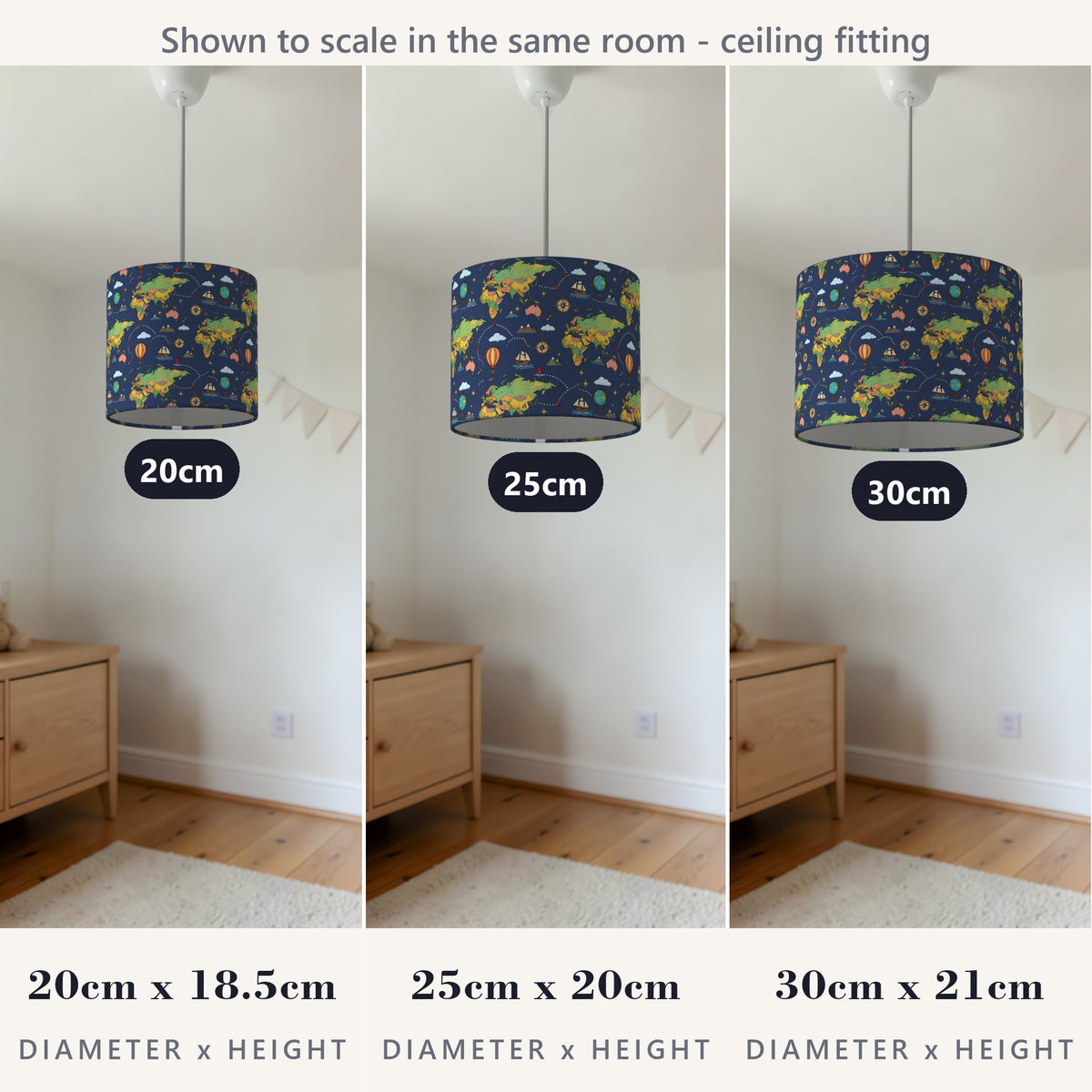 Navy World Explorer lampshade - 20cm x 18.5cm Ceiling - photo 4