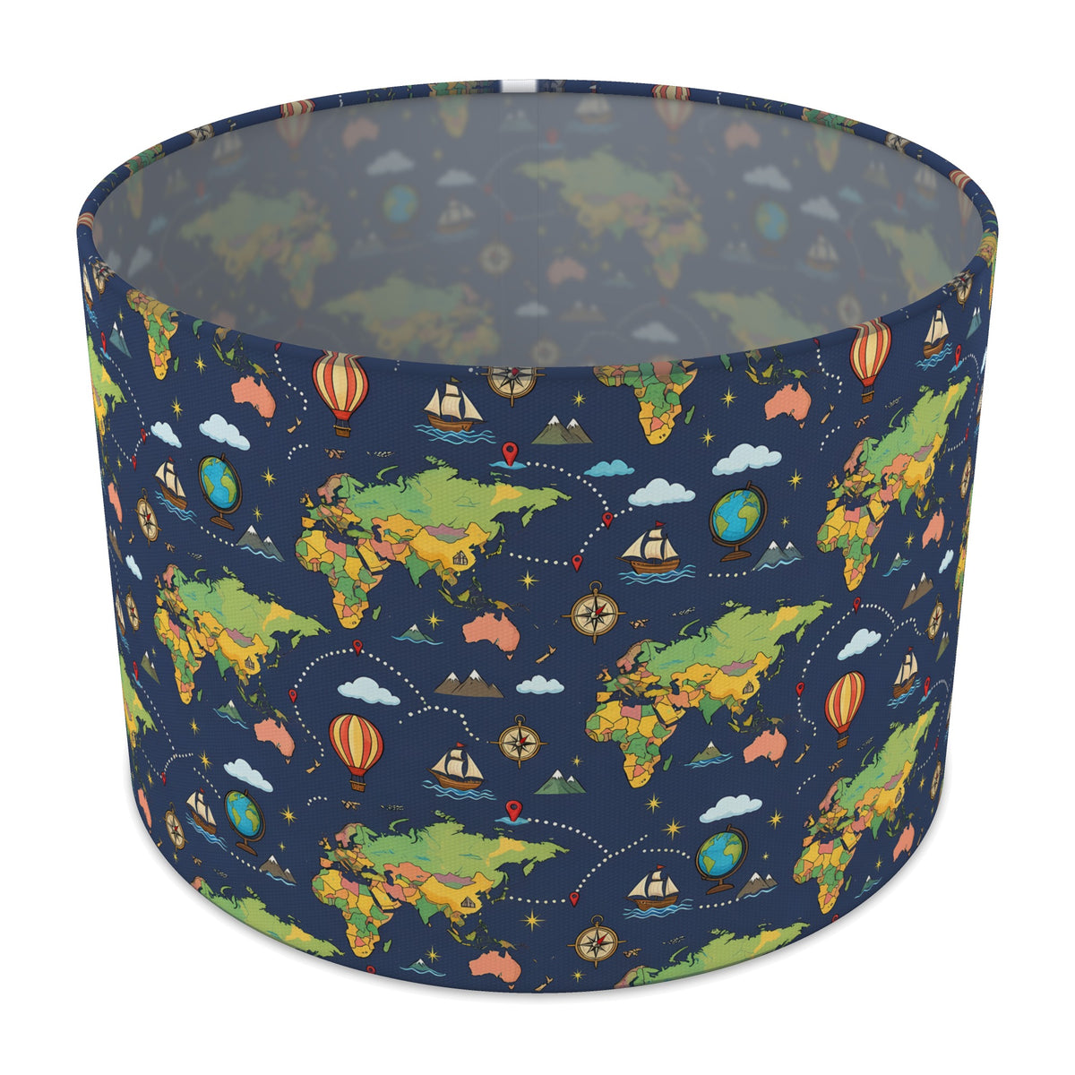 Navy World Explorer lampshade - 30cm x 21cm Table