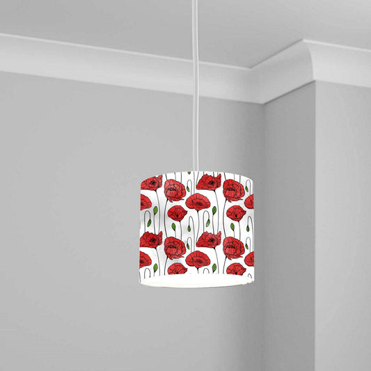 Red Poppy Floral Ceiling Lampshade Lightshade for Room - 20cm x 18.5cm