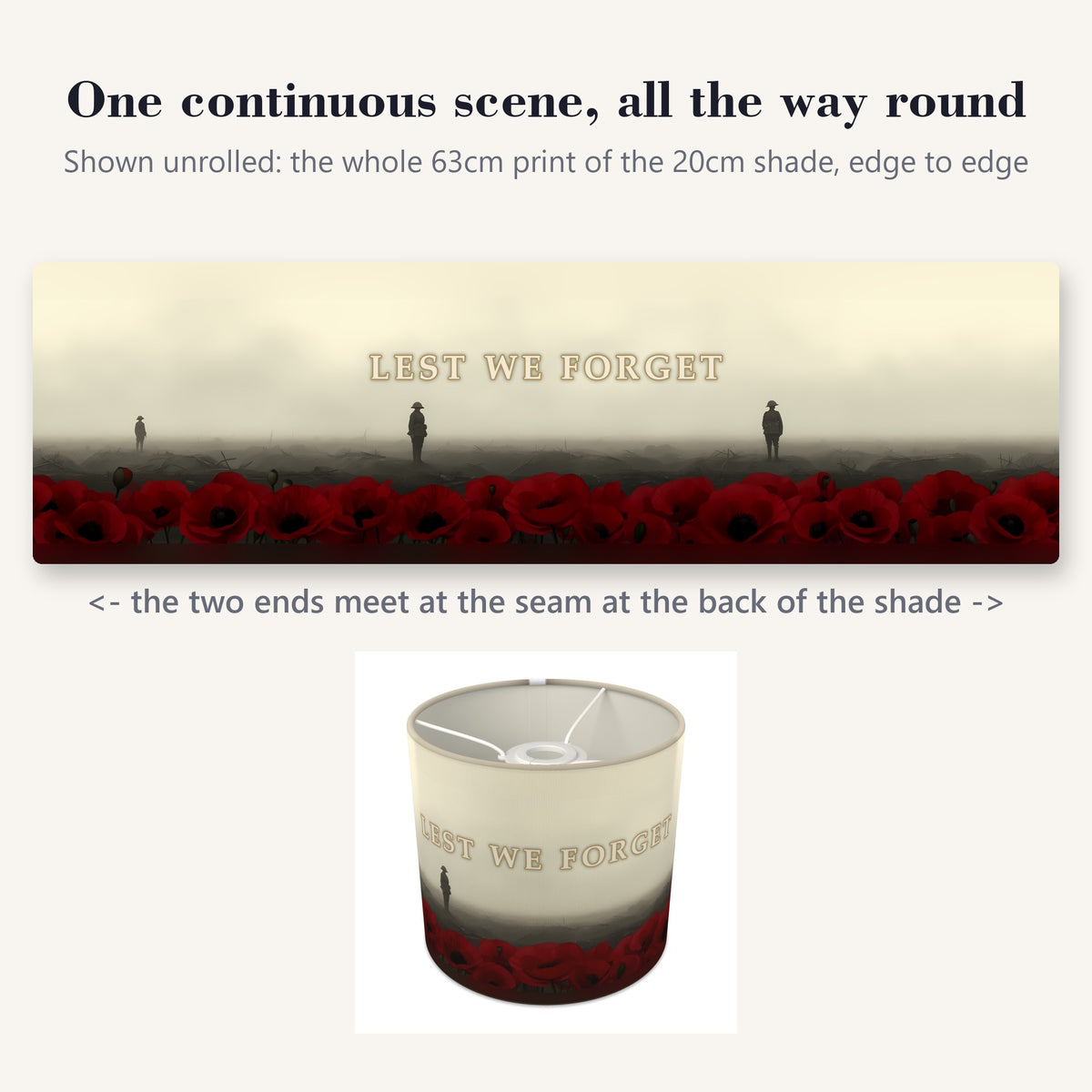Lest We Forget wraparound lampshade - Lest We Forget