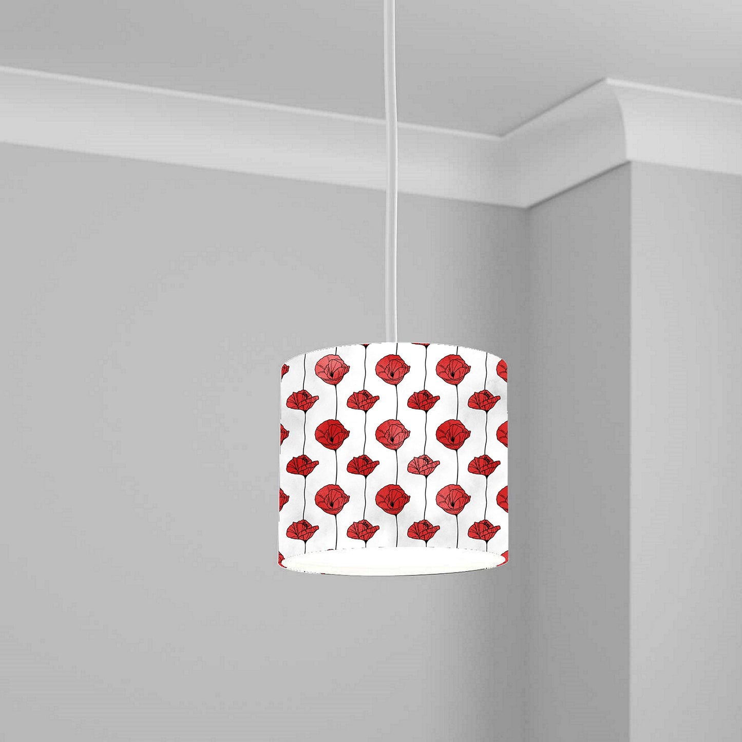 Red Poppy Floral Pattern Ceiling Lampshade Lightshade for Room 1 2-20cm x 18.5cm