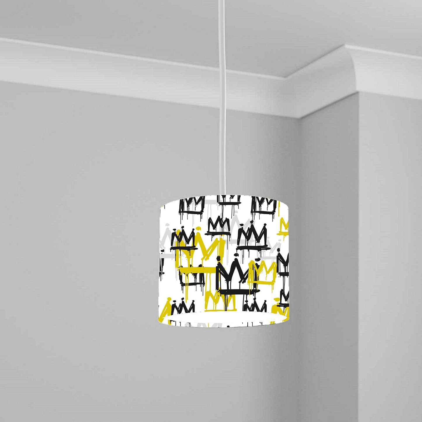Bold Gold and Black Crown Pattern Ceiling Lampshade Lightshade for Room - 20cm x 18.5cm