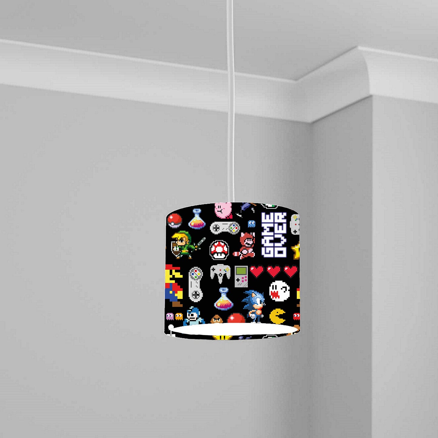 Retro Gaming Pixel Art Ceiling Lampshade Lightshade for Nursery - 20cm x 18.5cm
