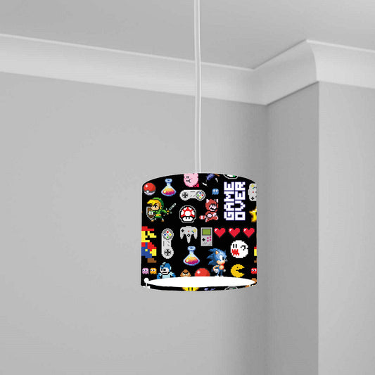 Retro Gaming Pixel Art Ceiling Lampshade Lightshade for Nursery - 20cm x 18.5cm