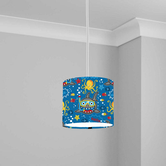 Blue Ocean Adventure Shark Ceiling Lampshade Lightshade for Nursery - 20cm x 18.5cm