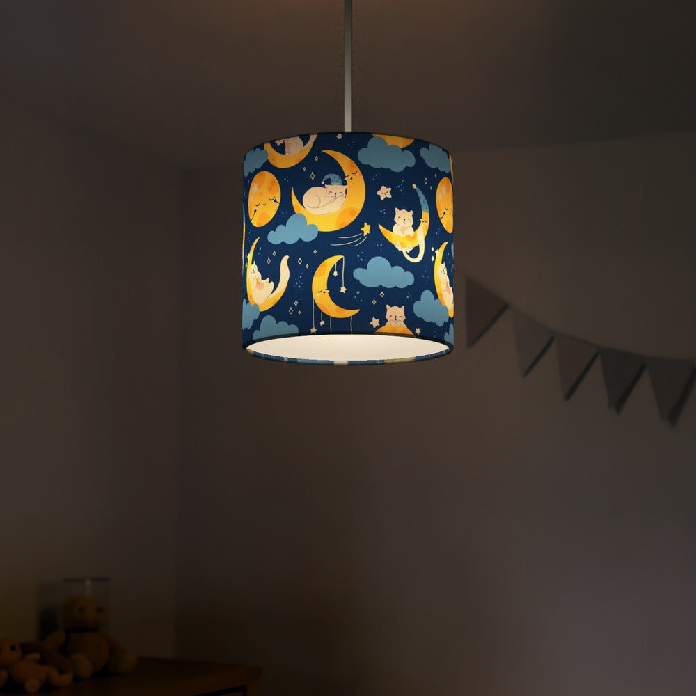 Sleepy Moon and Cats lampshade
