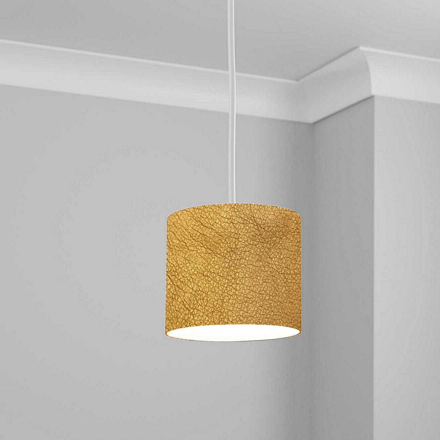 Light Tan Leather Effect Pattern Ceiling Lampshade Lightshade for Room - 20cm x 18.5cm