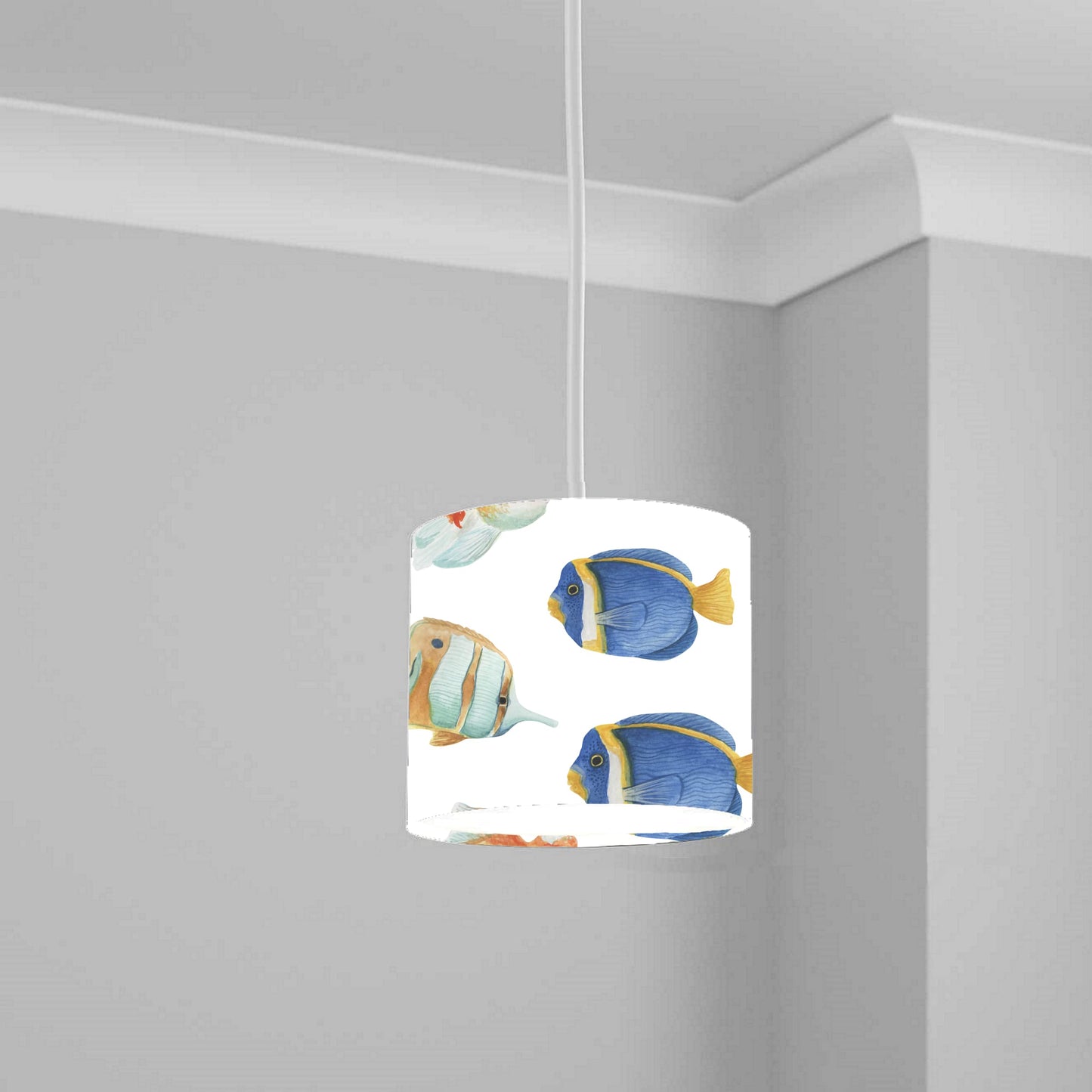 Vibrant Marine Fish Pattern Ceiling Lampshade Lightshade for Room - 20cm x 18.5cm