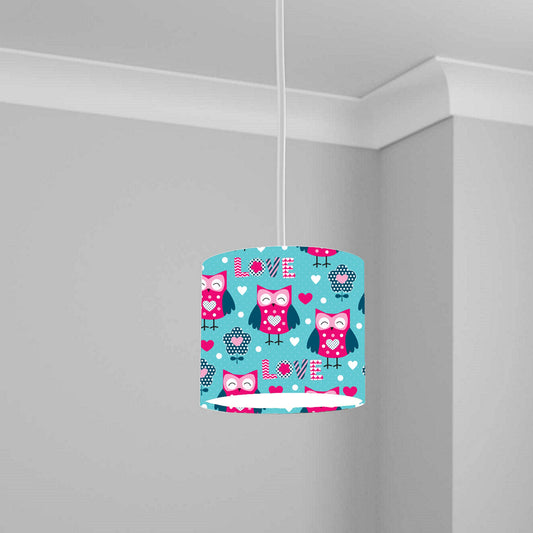 Blue Owl Love Pattern Ceiling Lampshade Lightshade for Nursery - 20cm x 18.5cm