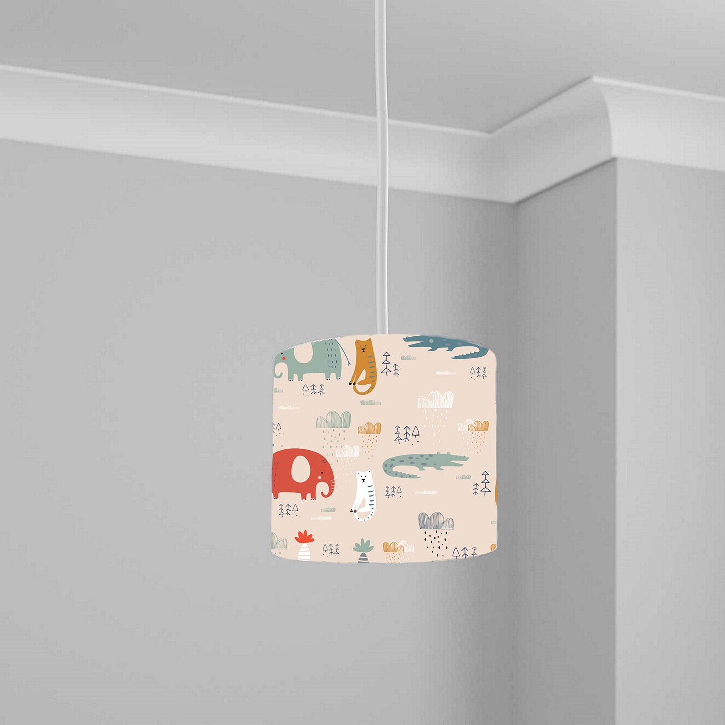 Jungle Safari Animal Print Ceiling Lampshade Lightshade for Nursery 1 2 3-20cm x 18.5cm