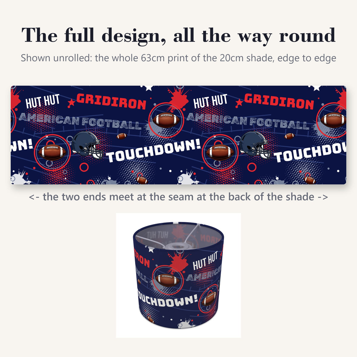 Navy Touchdown lampshade - 20cm x 18.5cm Ceiling - photo 9
