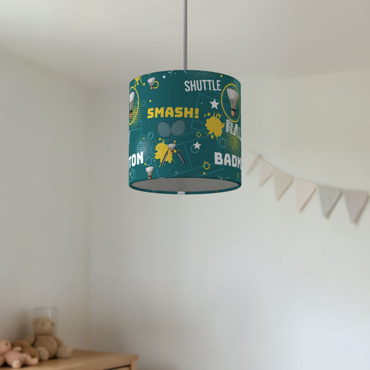 Teal Badminton Smash lampshade - 20cm x 18.5cm Ceiling - photo 2