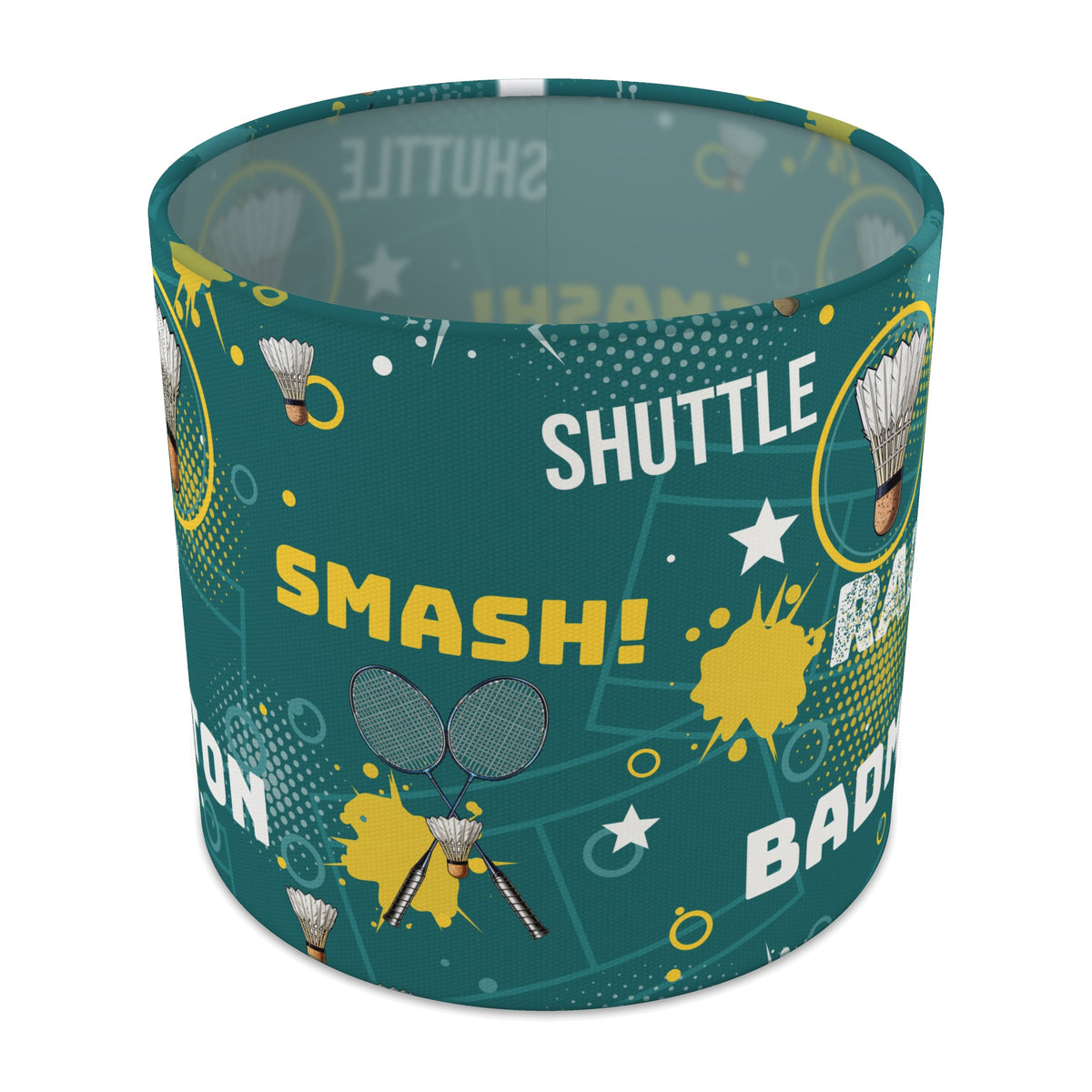 Teal Badminton Smash lampshade - 20cm x 18.5cm Table