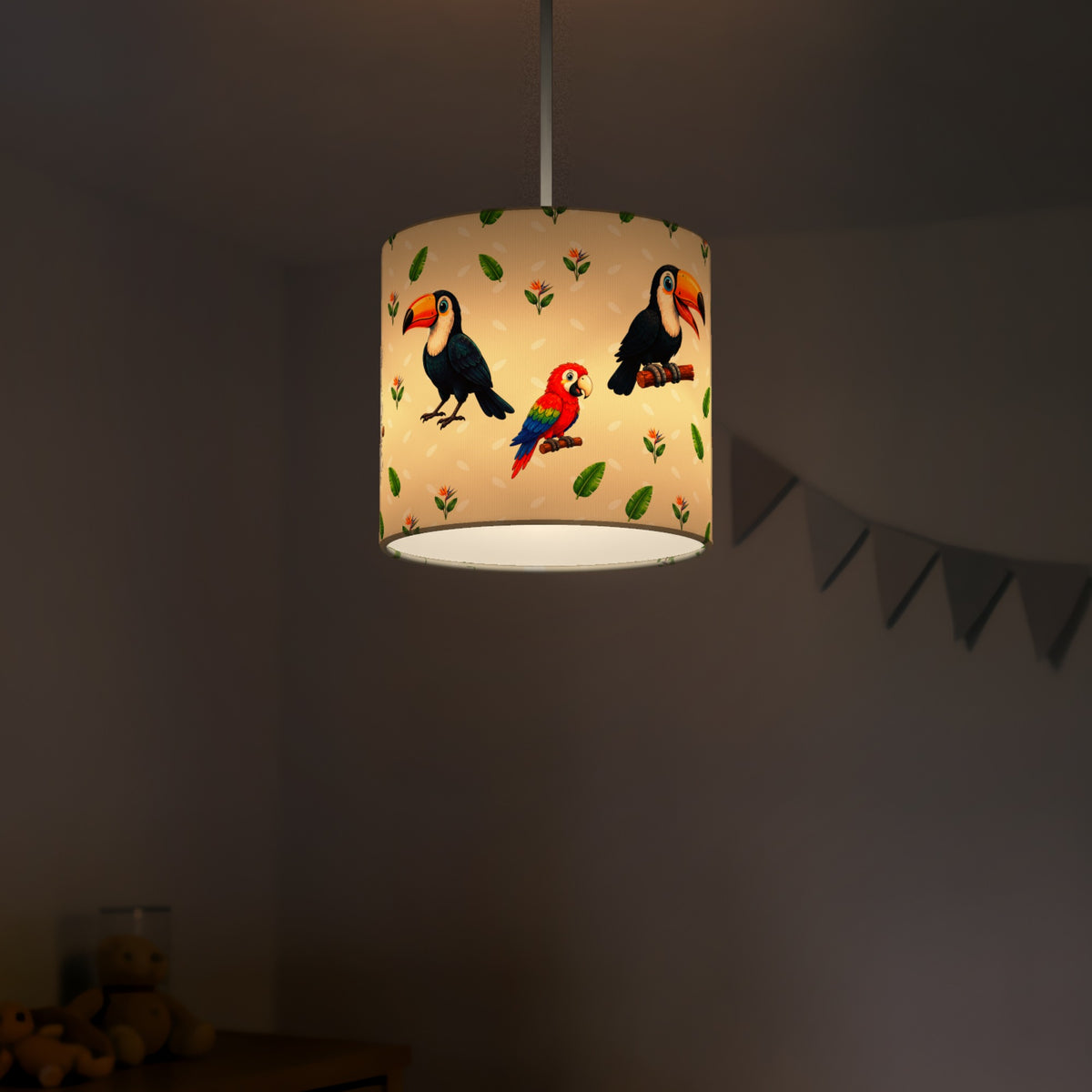 Cream Bird Friends lampshade - 20cm x 18.5cm Ceiling - photo 5