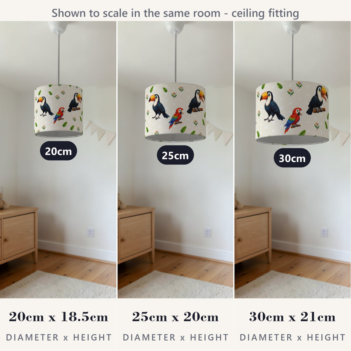 Cream Bird Friends lampshade - 20cm x 18.5cm Ceiling - photo 4