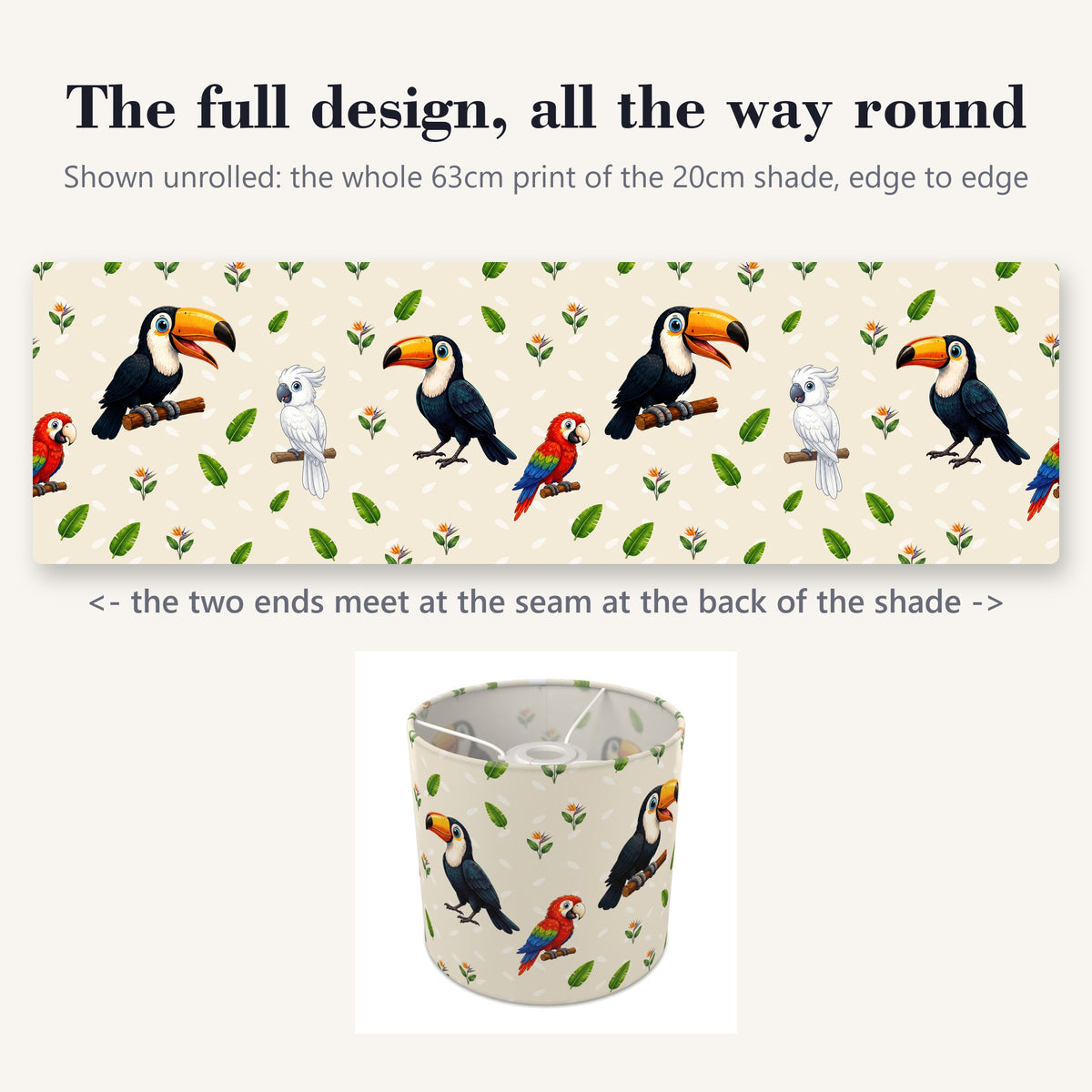Cream Bird Friends lampshade - 20cm x 18.5cm Ceiling - photo 9