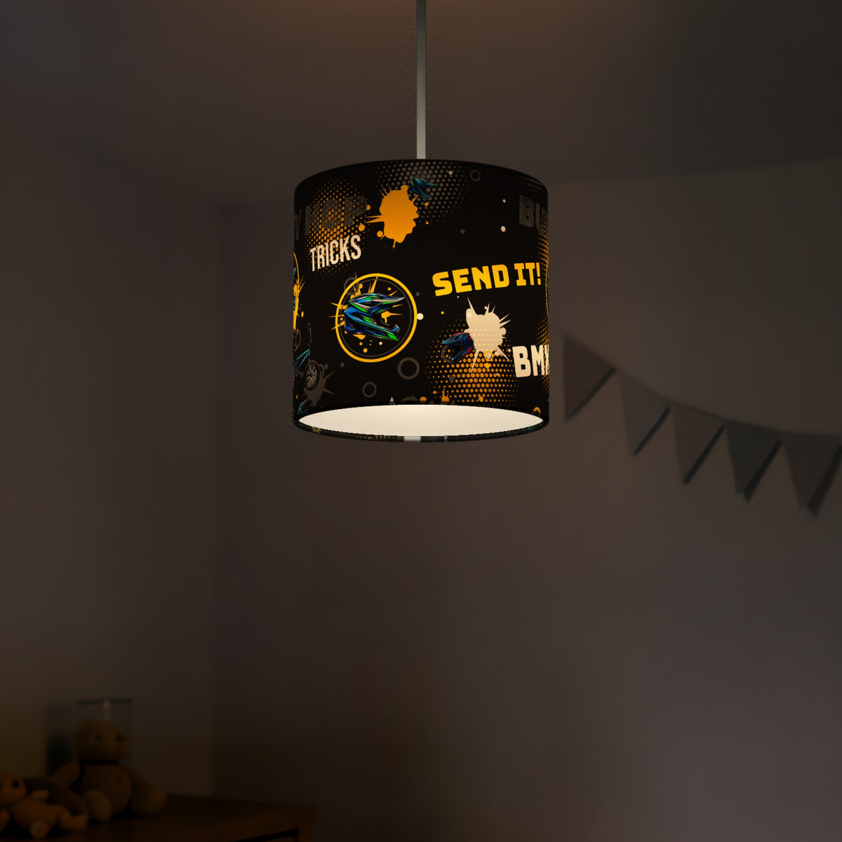 Black BMX Tricks lampshade - 20cm x 18.5cm Ceiling - photo 5