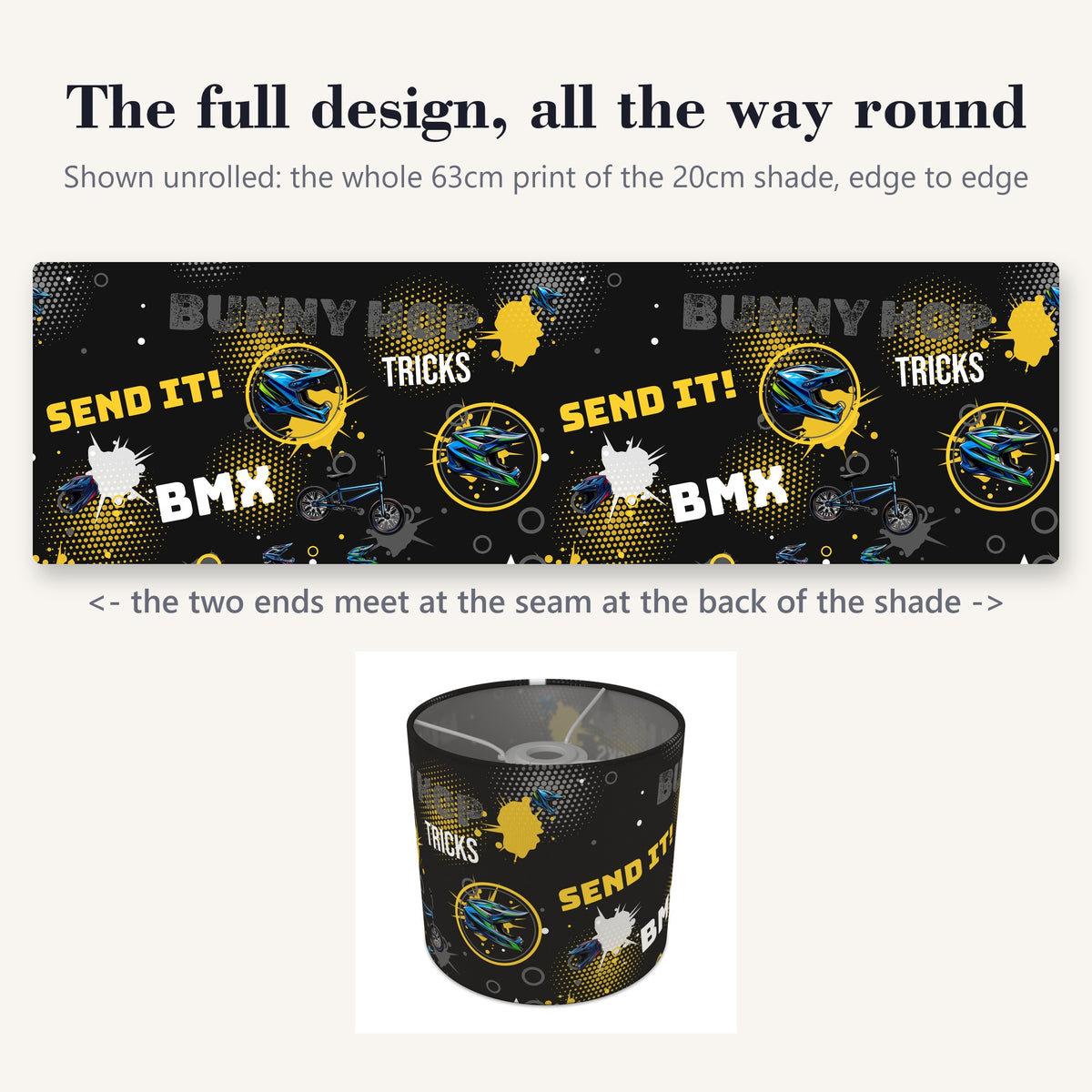 Black BMX Tricks lampshade - 20cm x 18.5cm Ceiling - photo 9