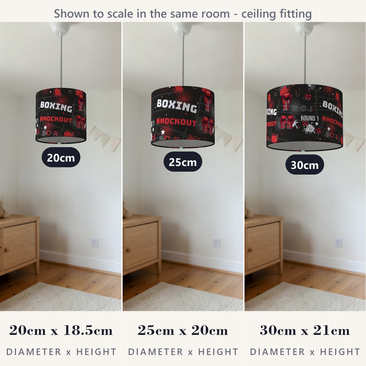 Black Knockout Boxing lampshade - 20cm x 18.5cm Ceiling - photo 4