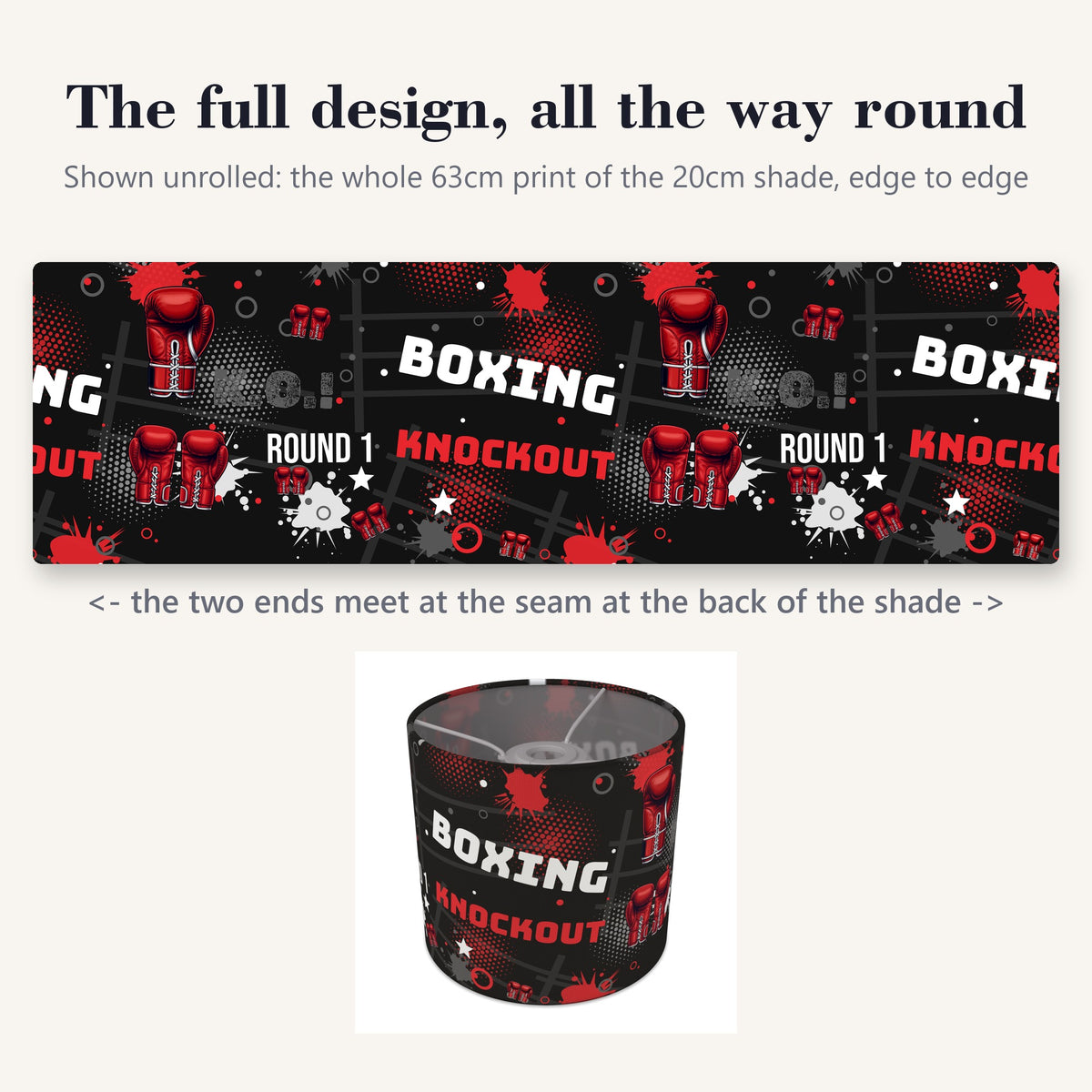 Black Knockout Boxing lampshade - 20cm x 18.5cm Ceiling - photo 9