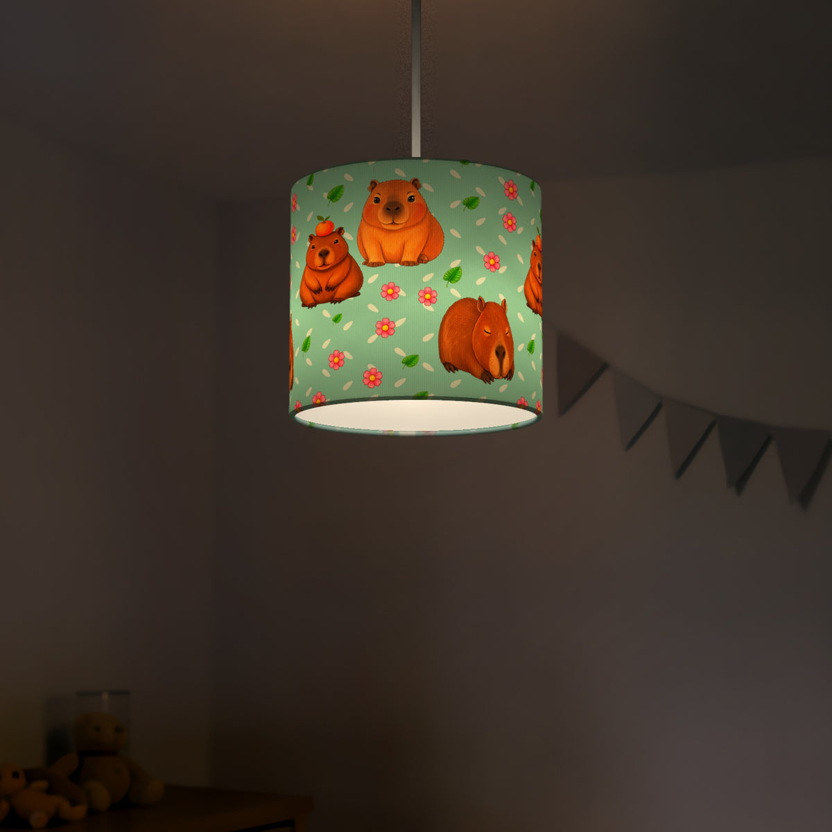 Teal Capybara Chill lampshade - 20cm x 18.5cm Ceiling - photo 5