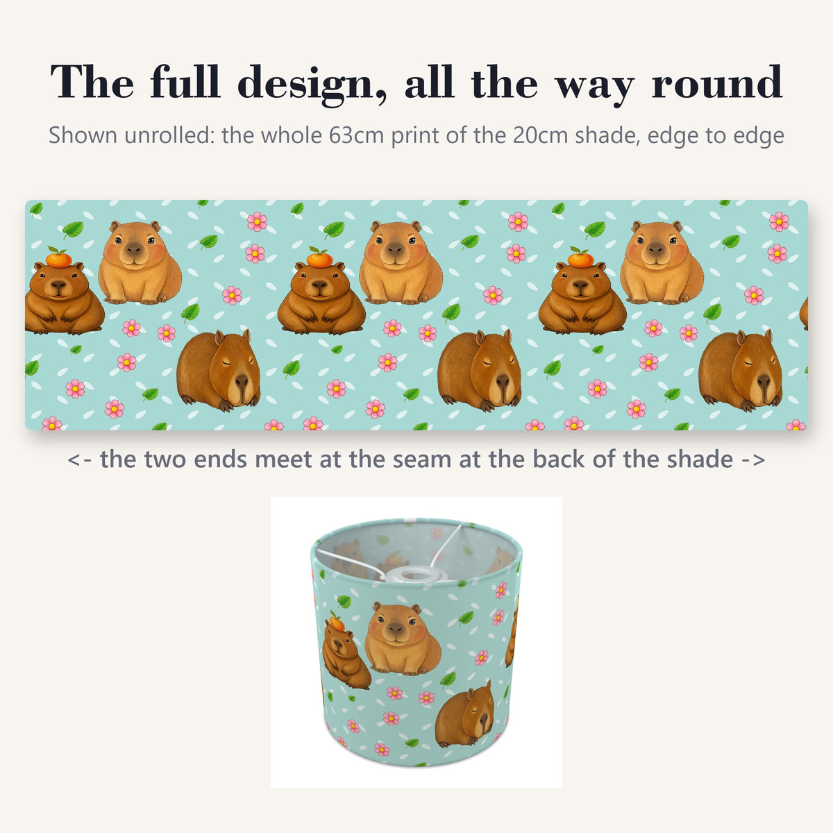 Teal Capybara Chill lampshade - 20cm x 18.5cm Ceiling - photo 9