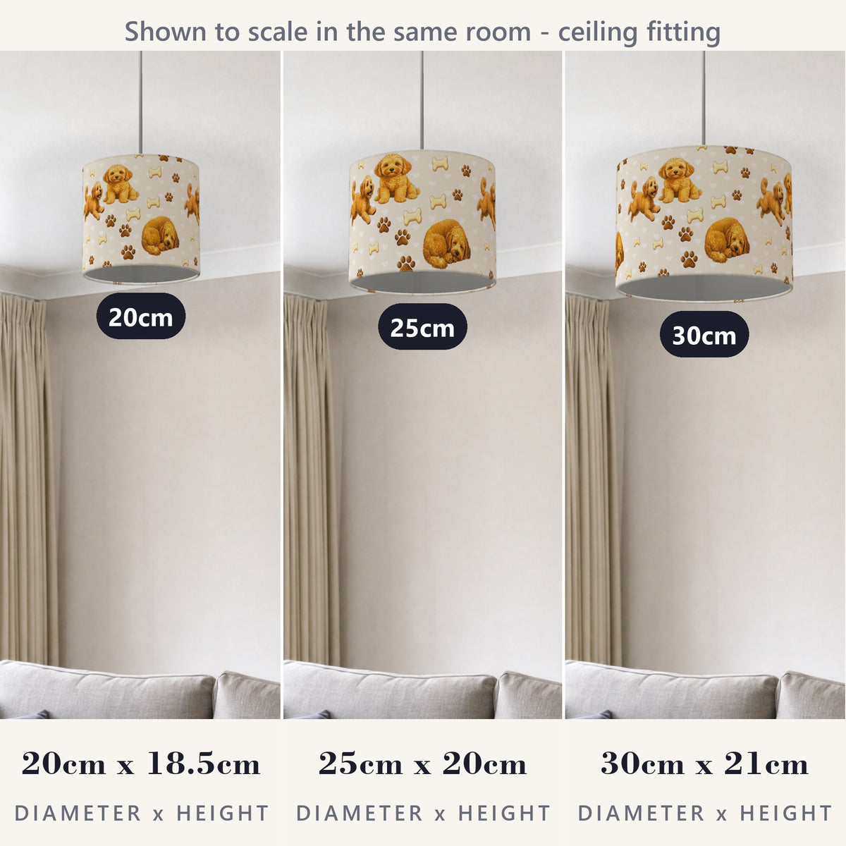 Cream Cockapoo Love lampshade - 20cm x 18.5cm Ceiling - photo 4
