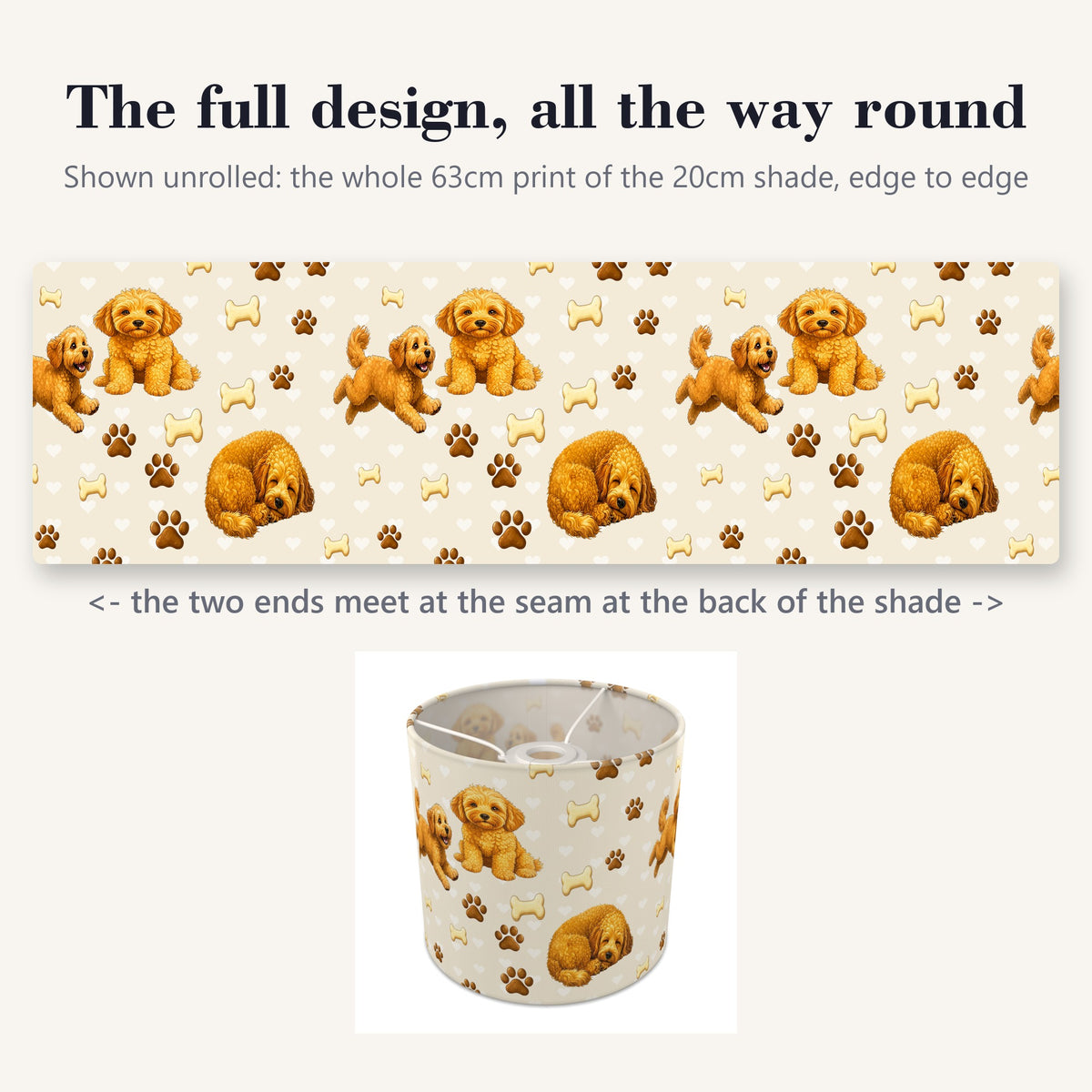 Cream Cockapoo Love lampshade - 20cm x 18.5cm Ceiling - photo 9