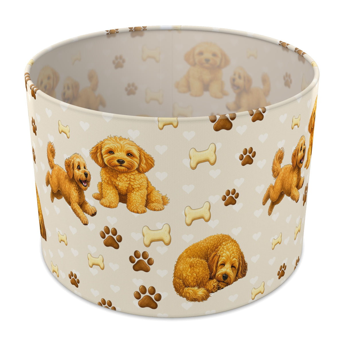 Cream Cockapoo Love lampshade - 30cm x 21cm Table