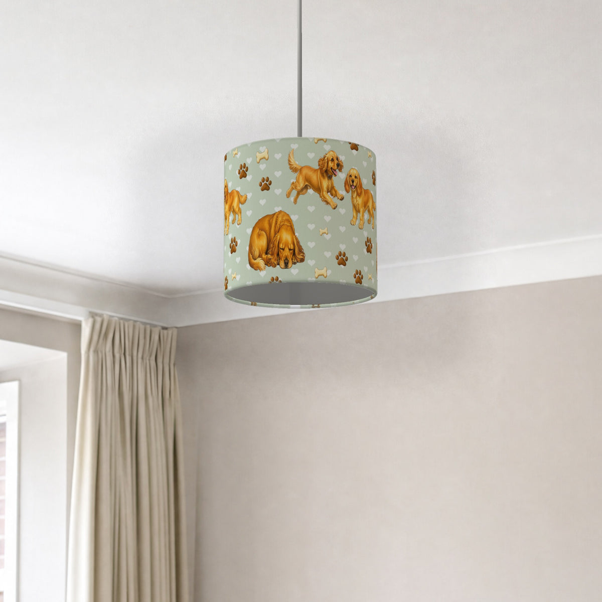 Sage Cocker Spaniel Love lampshade - 20cm x 18.5cm Ceiling - photo 2