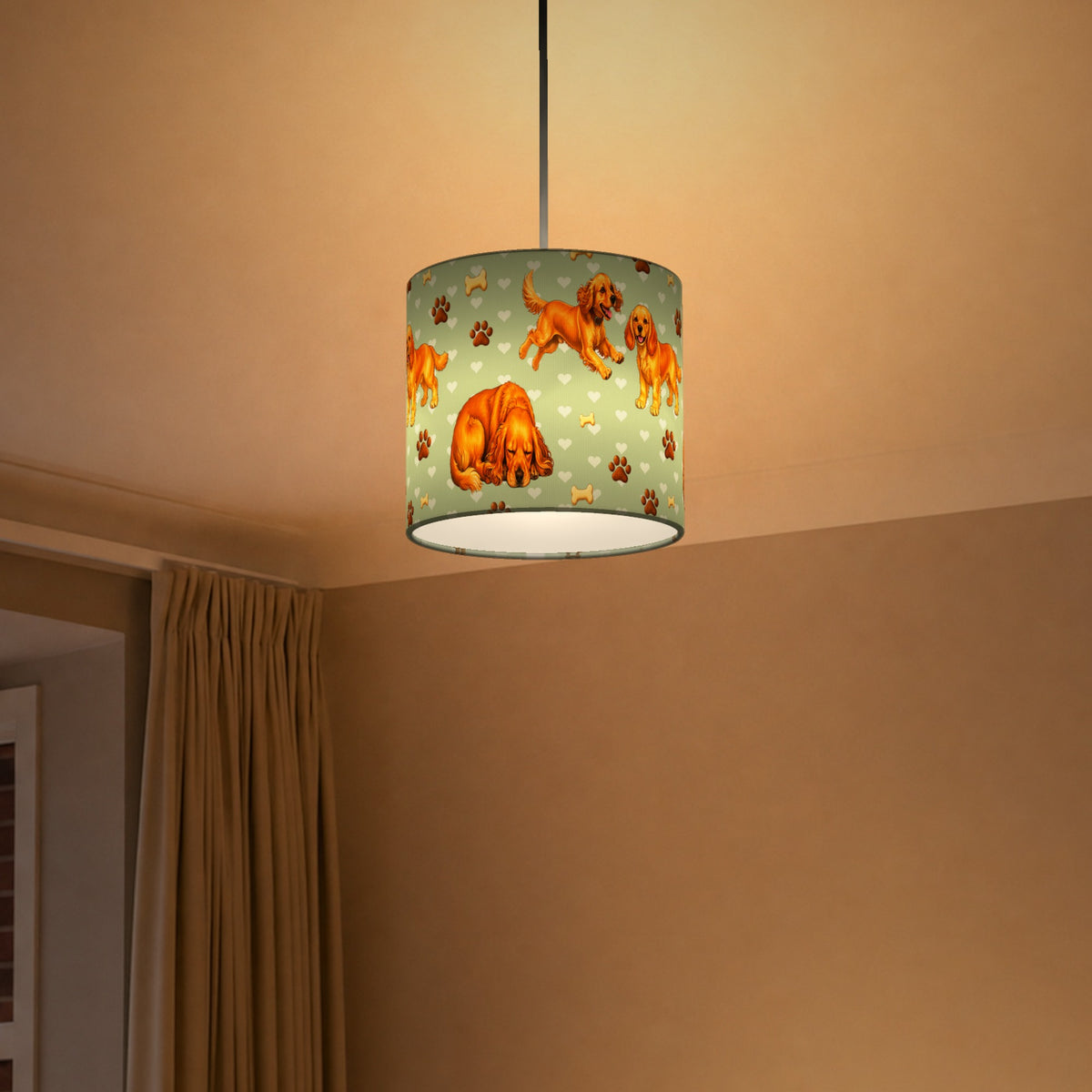 Sage Cocker Spaniel Love lampshade - 20cm x 18.5cm Ceiling - photo 5