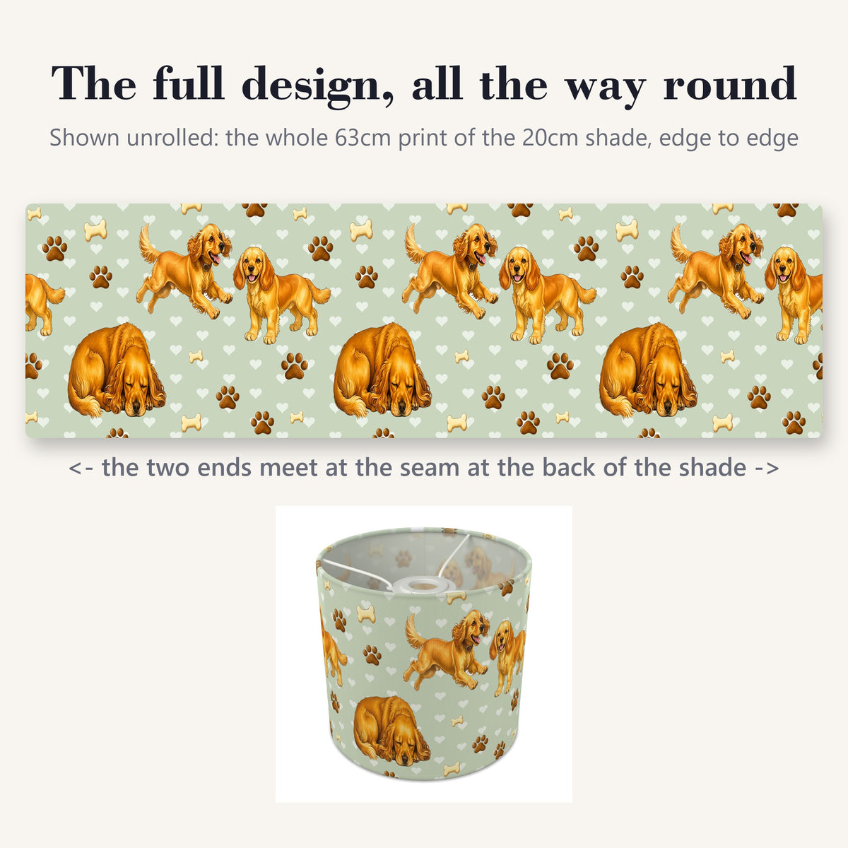 Sage Cocker Spaniel Love lampshade - 20cm x 18.5cm Ceiling - photo 9