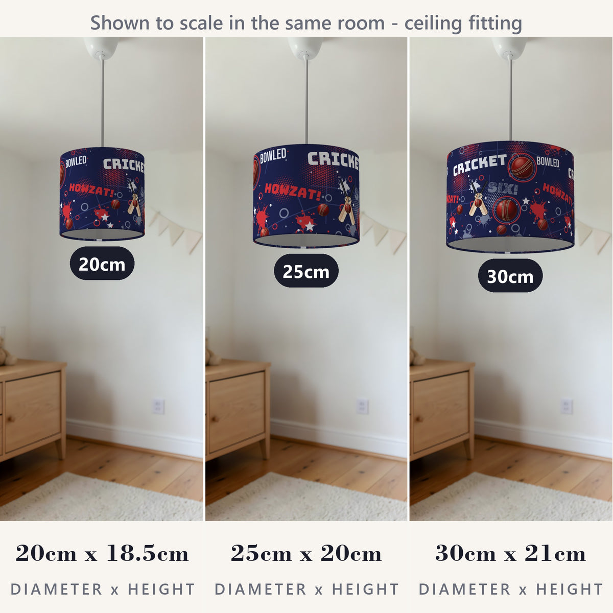 Navy Cricket Crazy lampshade - 20cm x 18.5cm Ceiling - photo 4