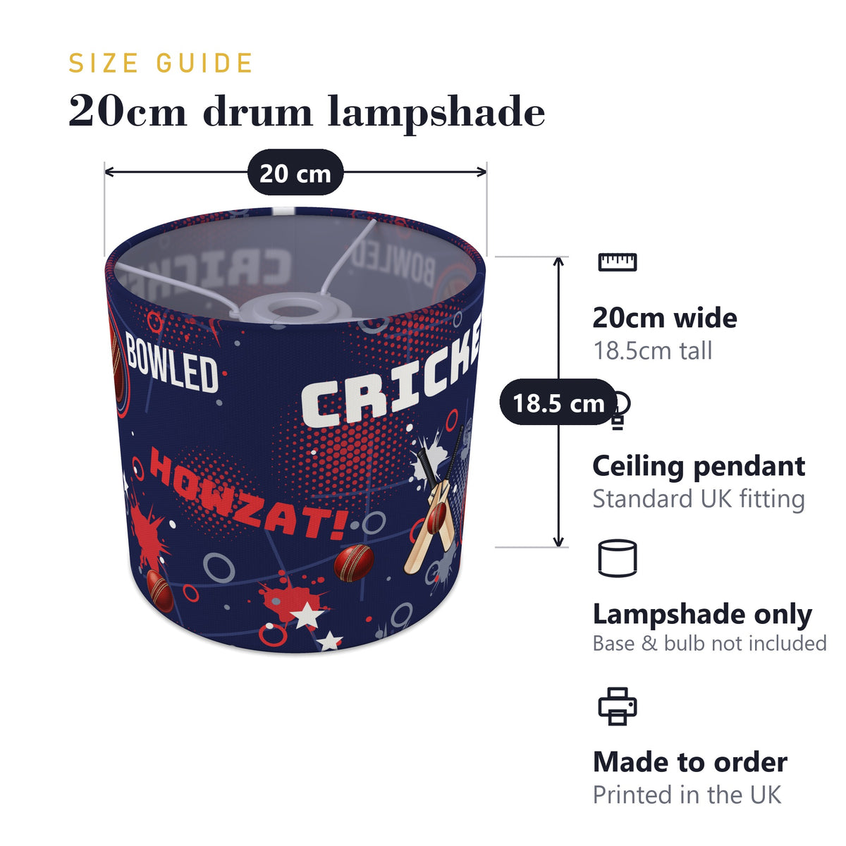 Navy Cricket Crazy lampshade - 20cm x 18.5cm Ceiling - photo 7
