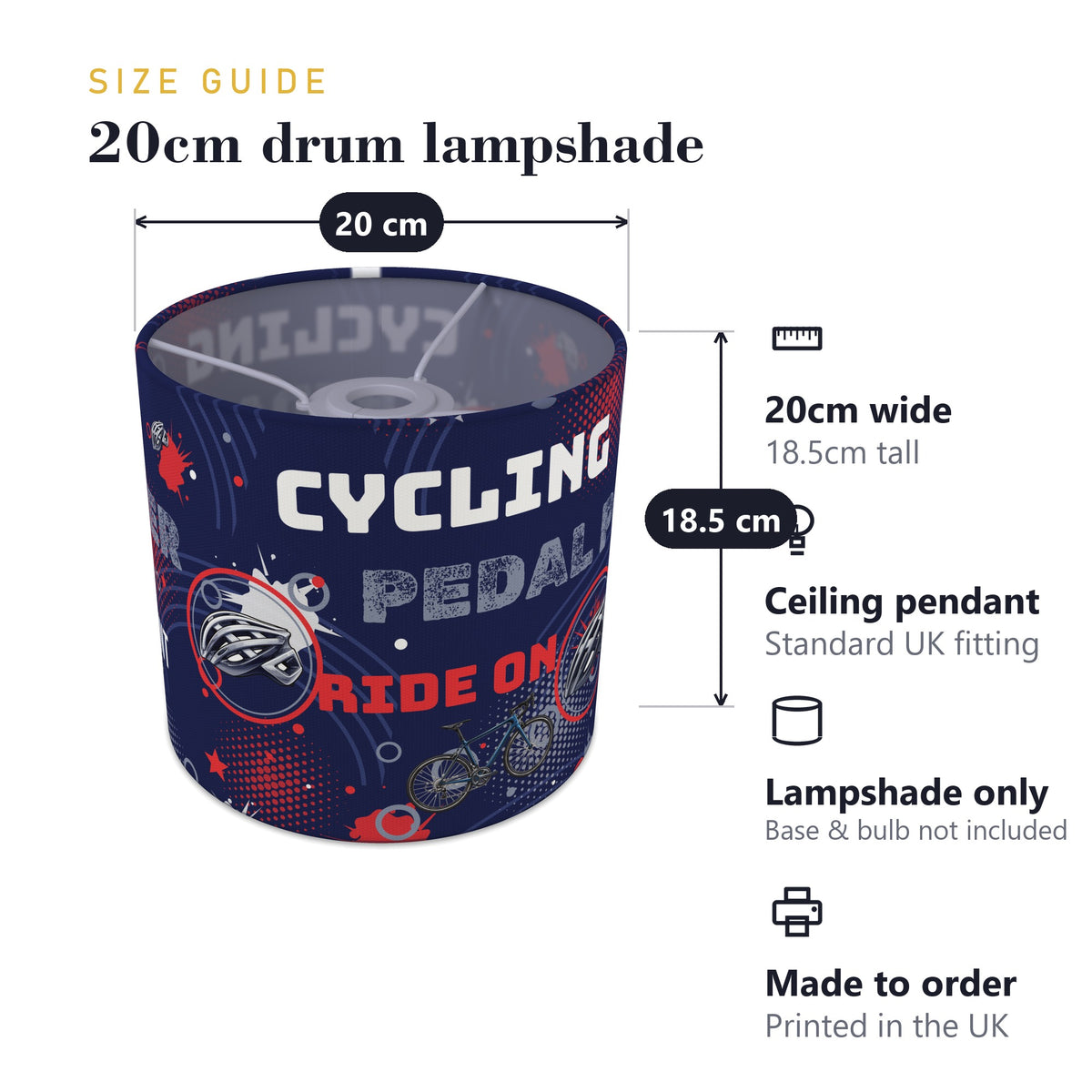 Navy Pedal Power lampshade - 20cm x 18.5cm Ceiling - photo 7