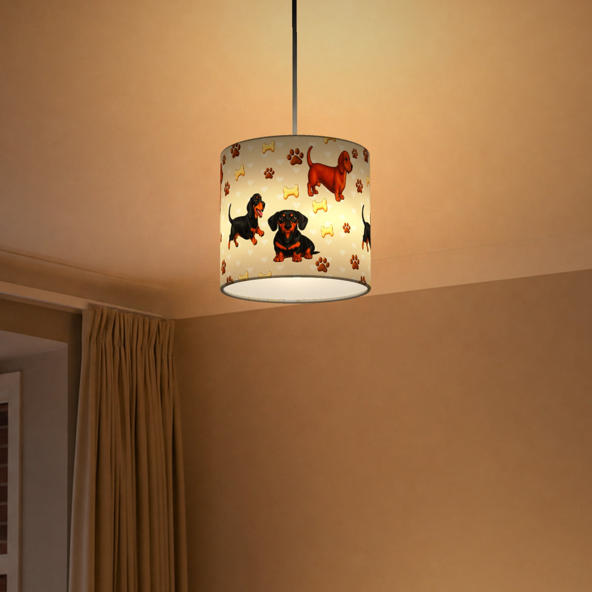 Cream Dachshund Love lampshade - 20cm x 18.5cm Ceiling - photo 5
