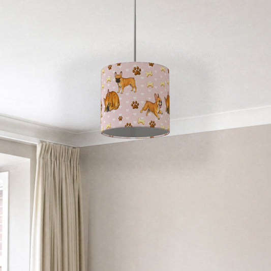 Blush French Bulldog Love lampshade - 20cm x 18.5cm Ceiling - photo 2