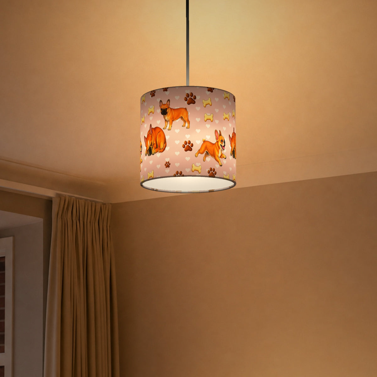 Blush French Bulldog Love lampshade - 20cm x 18.5cm Ceiling - photo 5