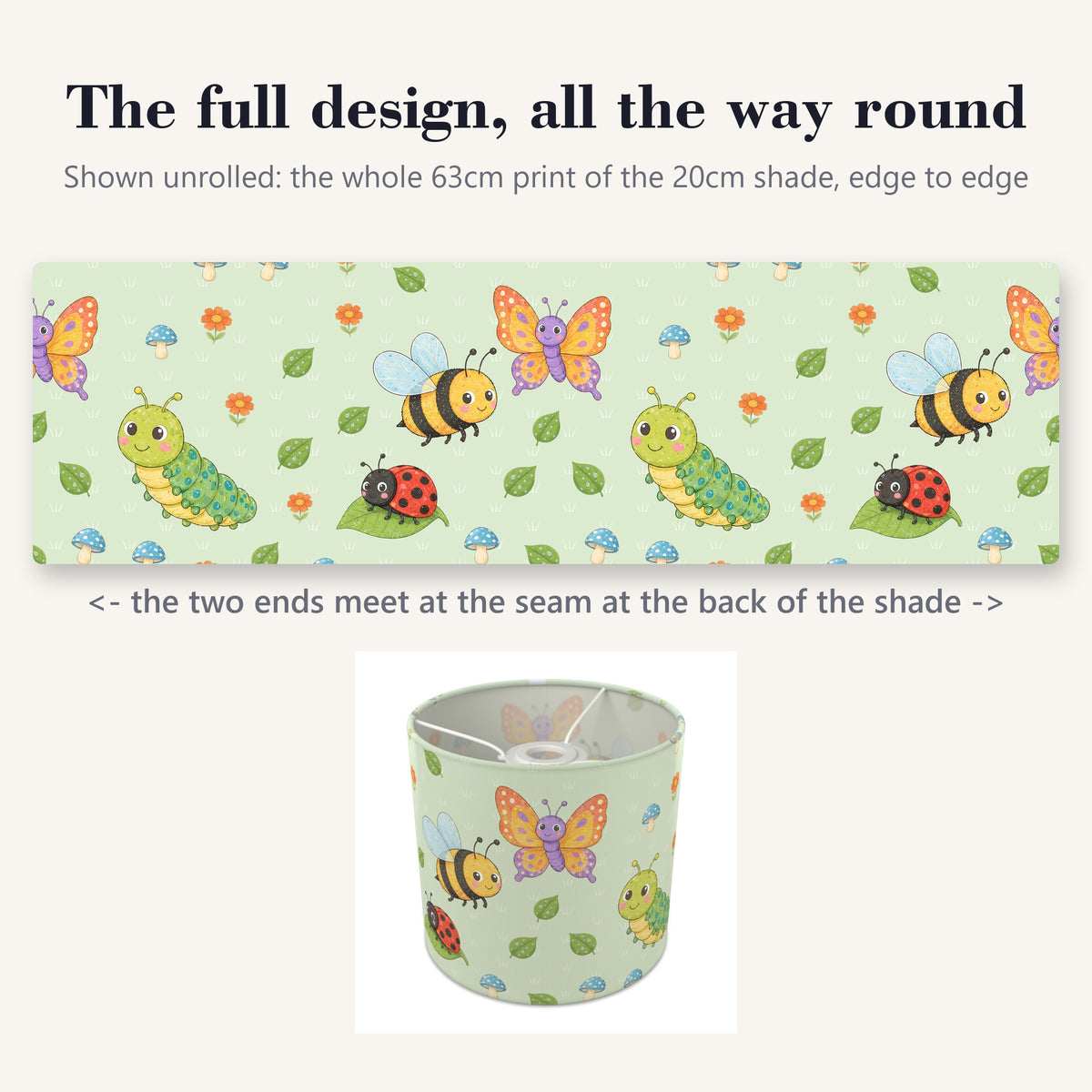 Meadow Garden Bugs lampshade - 20cm x 18.5cm Ceiling - photo 9