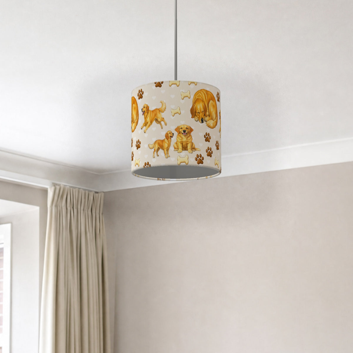 Cream Golden Retriever Love lampshade - 20cm x 18.5cm Ceiling - photo 2