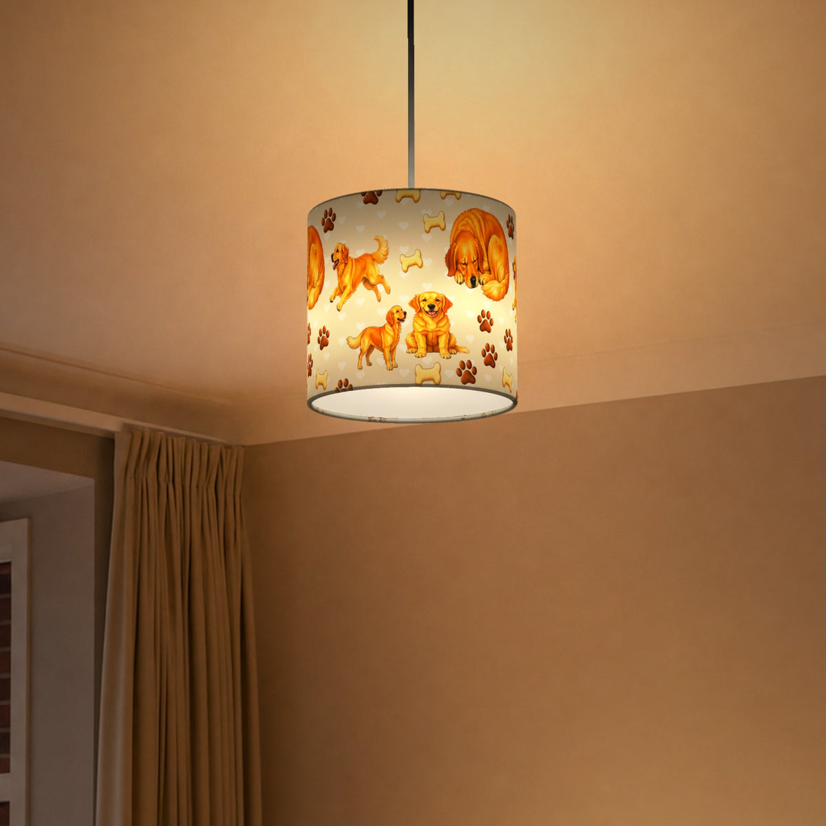 Cream Golden Retriever Love lampshade - 20cm x 18.5cm Ceiling - photo 5