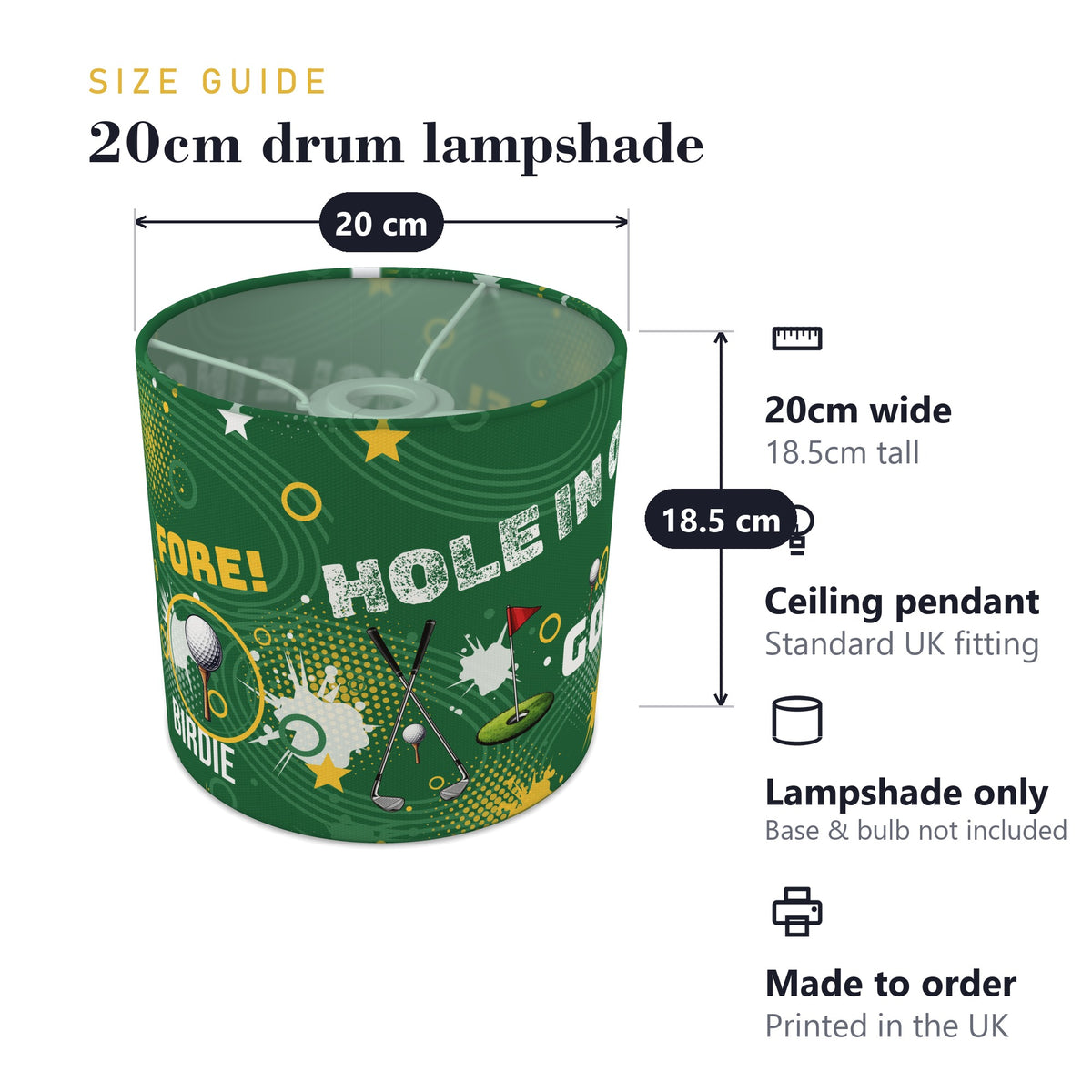 Pitch Golf Pro lampshade - 20cm x 18.5cm Ceiling - photo 7