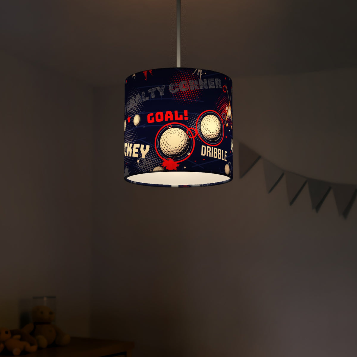 Navy Hockey Hero lampshade - 20cm x 18.5cm Ceiling - photo 5