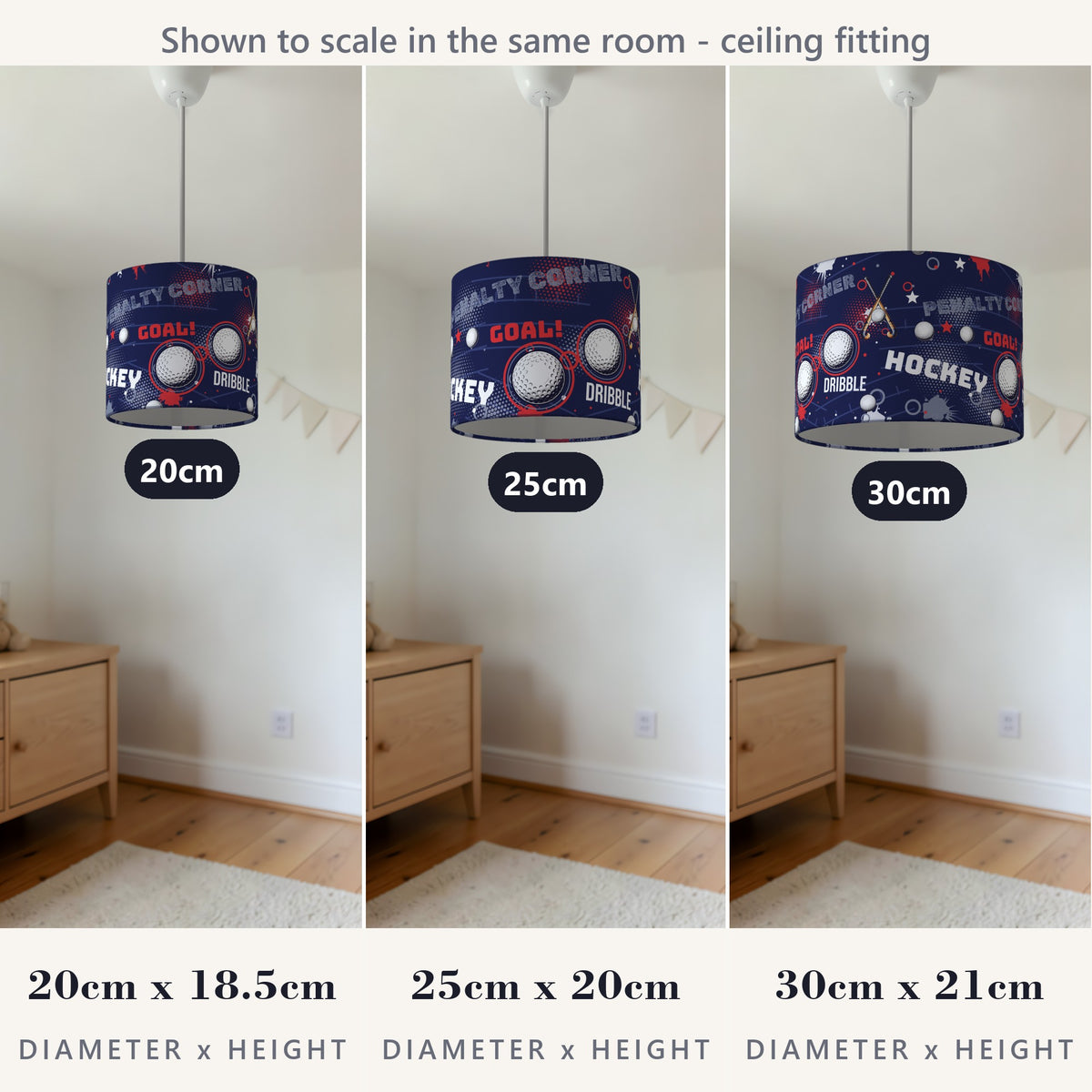 Navy Hockey Hero lampshade - 20cm x 18.5cm Ceiling - photo 4
